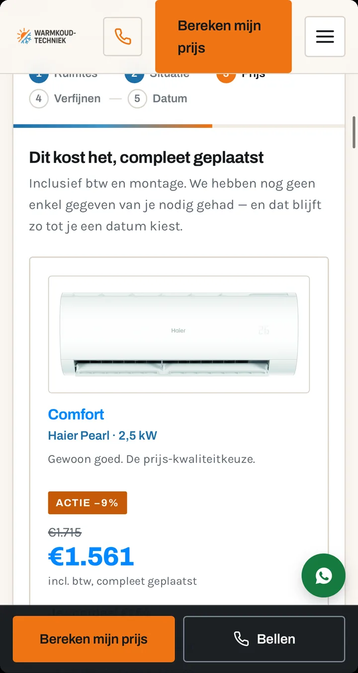 Stap 3 van een configurator: dit kost het, compleet geplaatst.